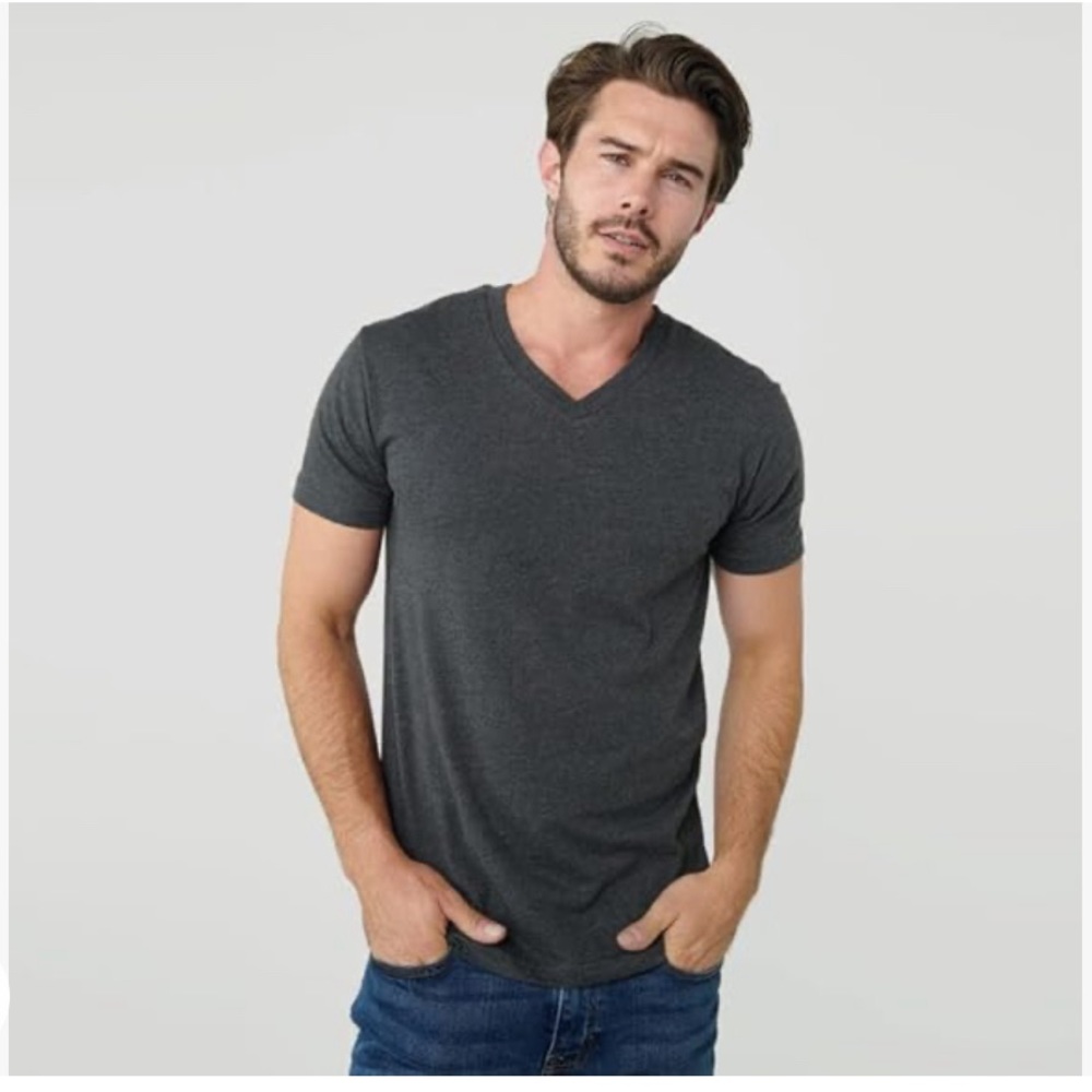NWOT new Men’s True Classic charcoal gray V neck T shirt premium fitted soft